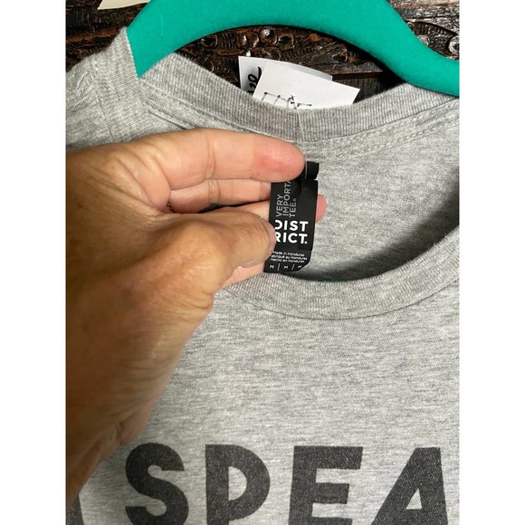 NWT Dist Rict Mens I Speak Fluent Baseball T-Shirt Short Sleeve Size M Gray - Picture 4 of 5